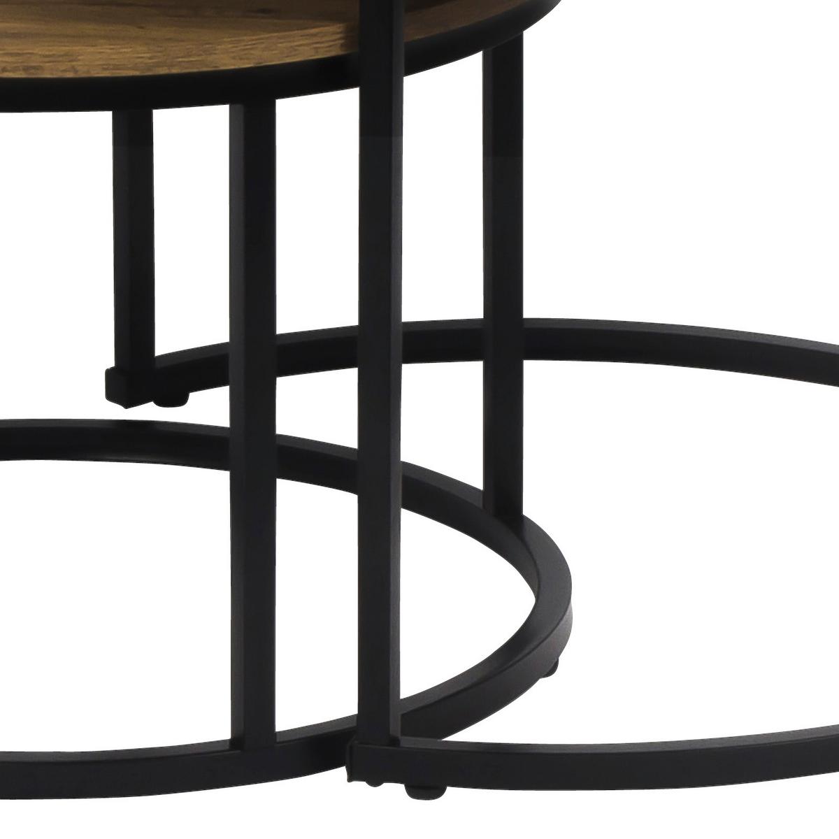 ODKLÁDACÍ STOLEK DUO - černá/přírodní barvy, Moderní, kov/kompozitní dřevo (53-43/45-35cm)