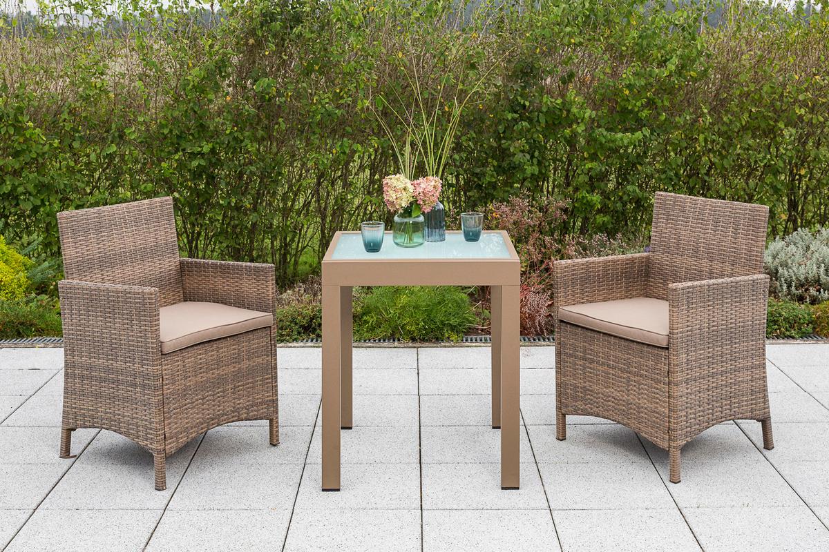 Gartensessel 2er-Set Treviso Kunststoff/Metall - Naturfarben, MODERN, Kunststoff/Metall (57/87,5/54cm) - Gardenson