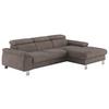 Ecksofa Micky, Dunkelgrau S:244x166 cm - Chromfarben/Dunkelgrau, Design, Textil (244/166cm) - Livetastic