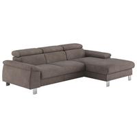Ecksofa Micky, Dunkelgrau S:244x166 cm - Chromfarben/Dunkelgrau, Design, Textil (244/166cm) - Livetastic
