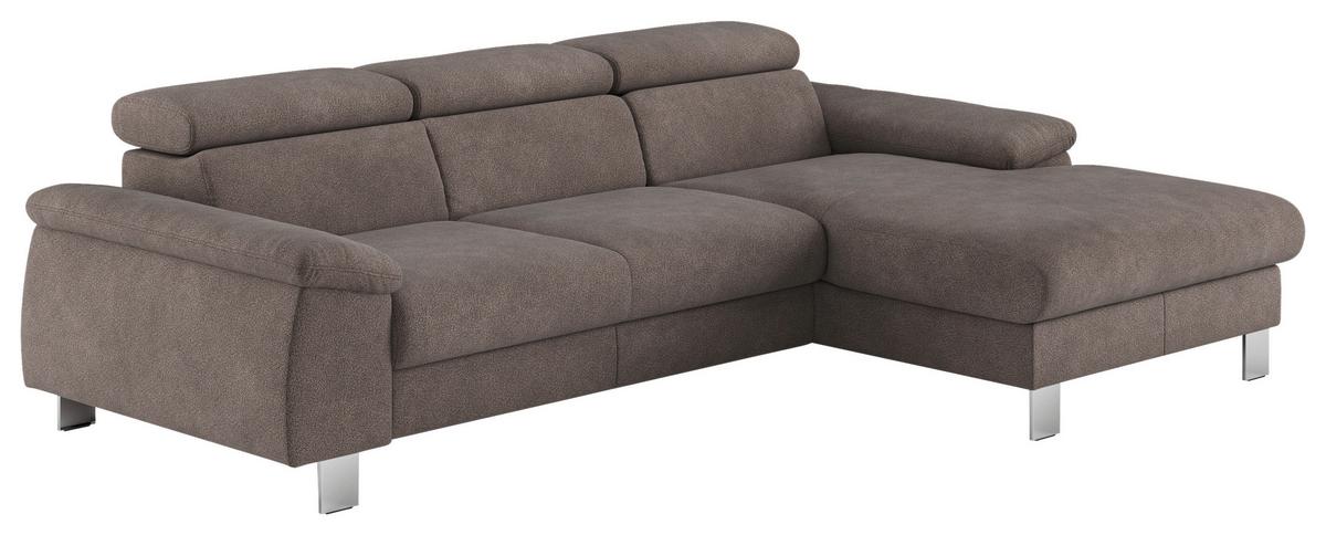 Ecksofa Micky, Dunkelgrau S:244x166 cm - Chromfarben/Dunkelgrau, Design, Textil (244/166cm) - Livetastic