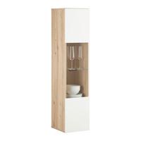 Hängevitrine Oslo - Eichefarben/Weiß Hochglanz, MODERN, Glas/Holzwerkstoff (30/130,2/31,6cm)