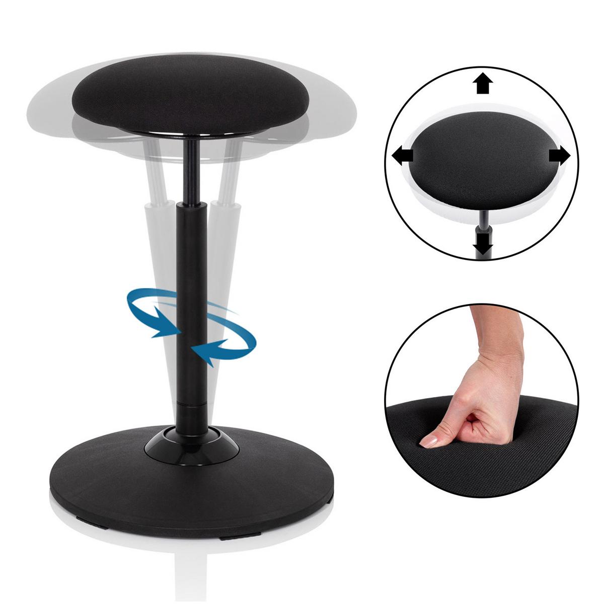Bürohocker Balance Sit Schwarz Bis 120 Kg - Schwarz, Basics, Kunststoff/Textil (45/63-86/45cm) - MID.YOU
