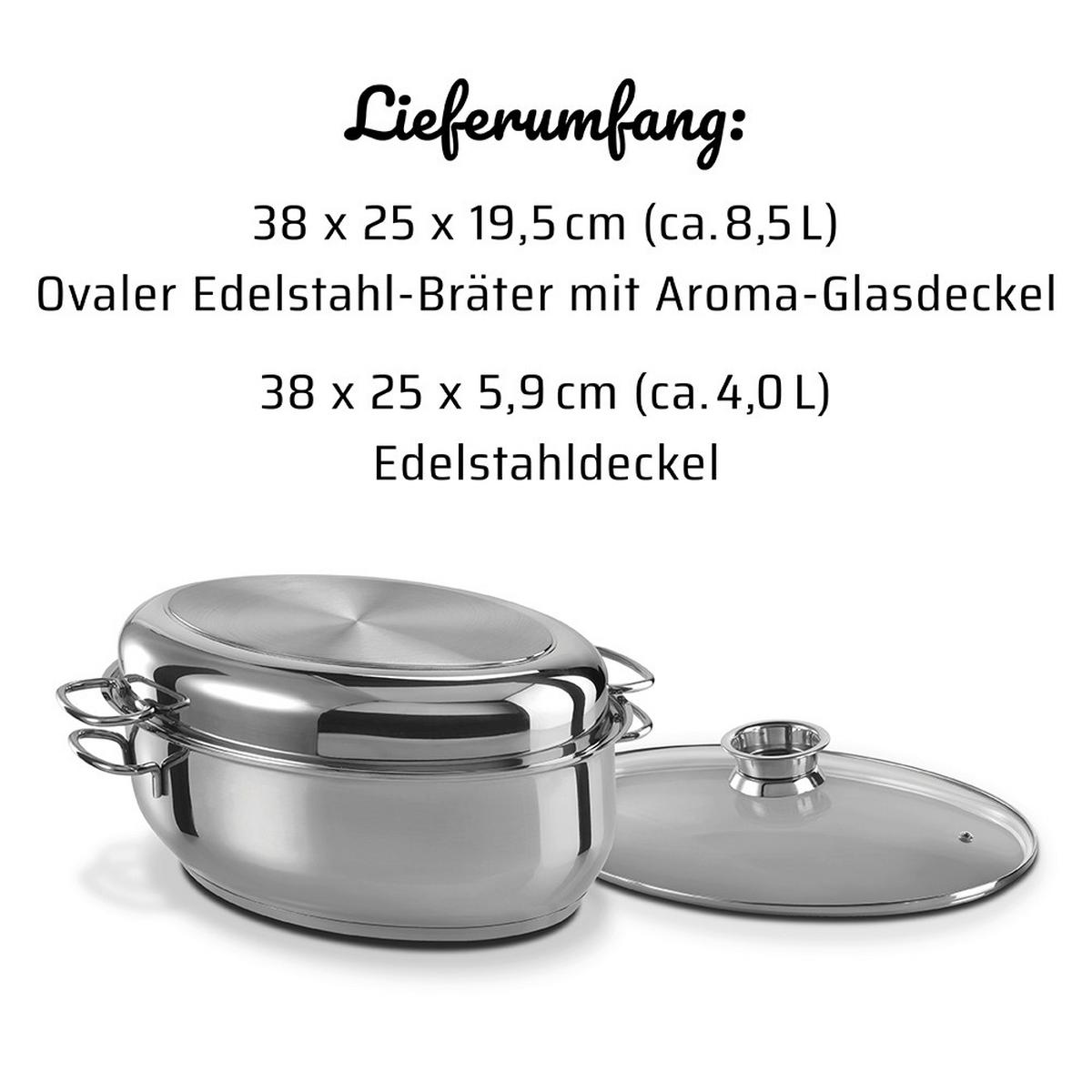 PEKÁČ OVAL - farba ušľachtilej ocele, Basics, kov (38/25/19,5cm) - GSW