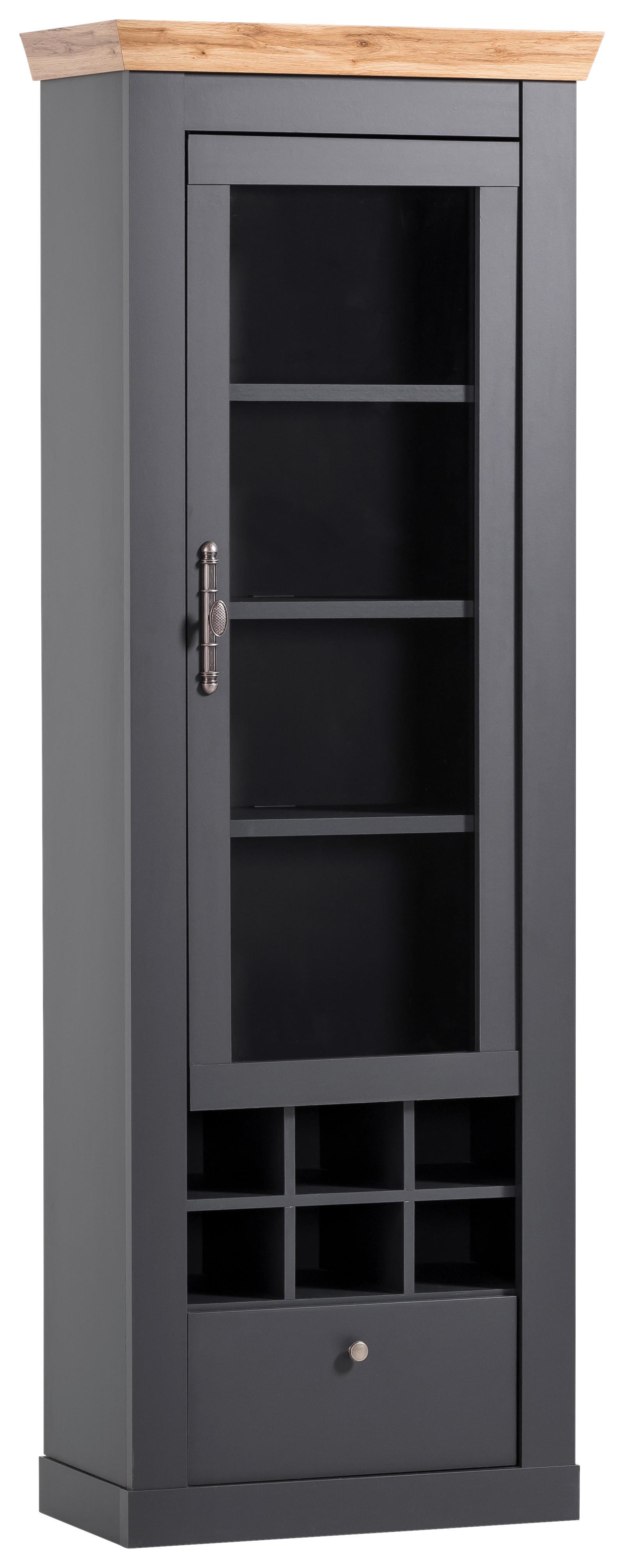 Vitrine Catania Anthrazit/Eiche B: 72cm - Anthrazit/Eiche Wotan, Design, Holzwerkstoff (72/201/38cm) - MID.YOU