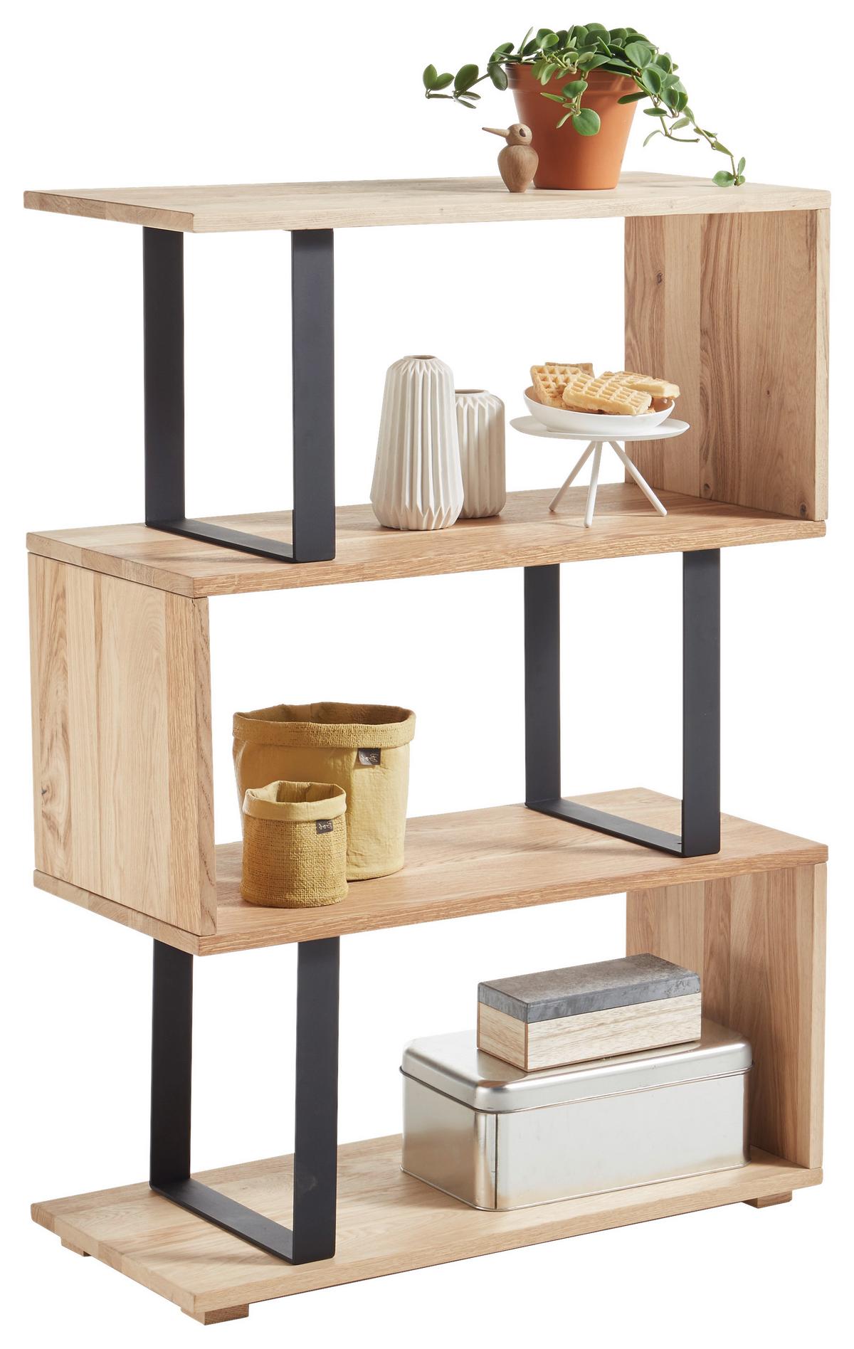 Regal Fernando 2 B: 80 cm Eiche Dekor/Schwarz - Eichefarben/Schwarz, Design, Holz/Metall (80/112/35cm) - Livetastic