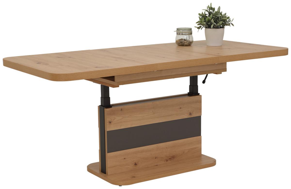 Couchtisch Höhenverstellbar + Ausziehbar Gustav, Eiche Dekor - Eichefarben/Anthrazit, MODERN, Holzwerkstoff (110-150/70/58-76cm) - MID.YOU