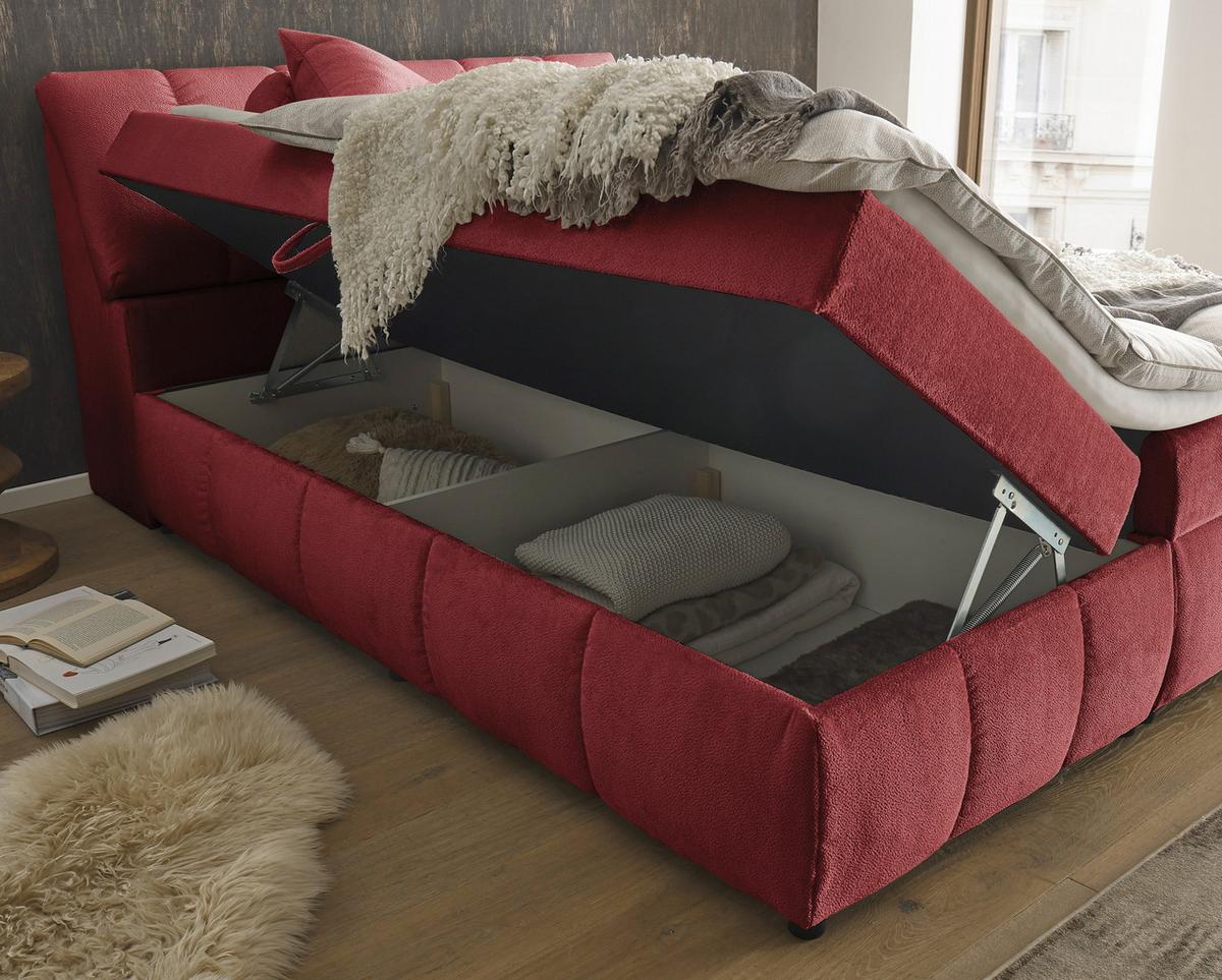 Boxbett Mit Topper+bettkasten 160x200 Cm Valencia - Rot/Schwarz, MODERN, Holzwerkstoff/Textil (160/200cm) - MID.YOU