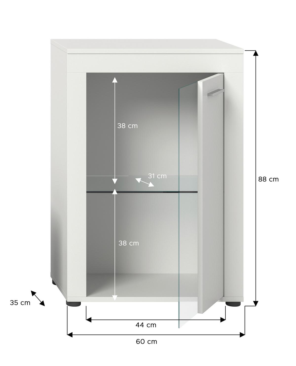 Vitrine Jam Weiß B: 86 Cm - Schwarz/Weiß, Design, Glas/Holzwerkstoff (86/60/35cm) - MID.YOU
