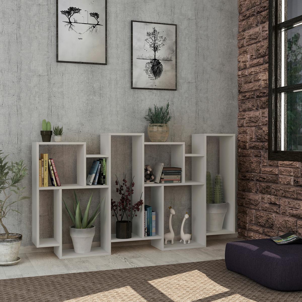 Bücherwand Karmato Bücherregal - Weiß, Design, Holzwerkstoff (96/169/26cm) - Livetastic