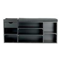 SCHUHBANK Schwarz B: 100cm - Schwarz, Design, Holzwerkstoff/Textil (100/45/30cm) - Livetastic