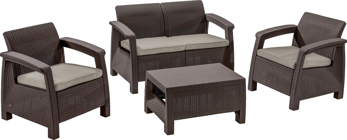 Kerti Garnitúra Corfu - barna, műanyag/textil (128/79/70cm) - Mömax