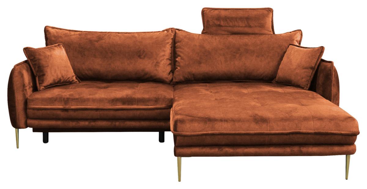 Ecksofa Whisper Rostfarben S:264x196cm - Rostfarben/Goldfarben, Design, Textil (264/196cm) - MID.YOU