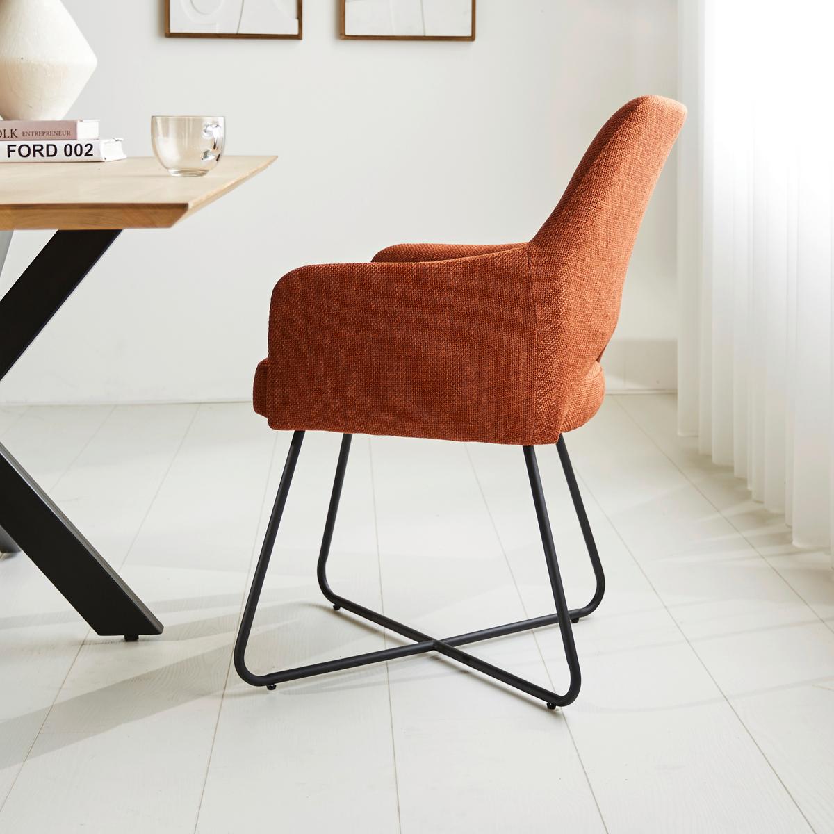 Armlehnstuhl Brest Orange B: 60 Cm - Schwarz/Orange, MODERN, Textil/Metall (60/88/63,5cm) - MID.YOU