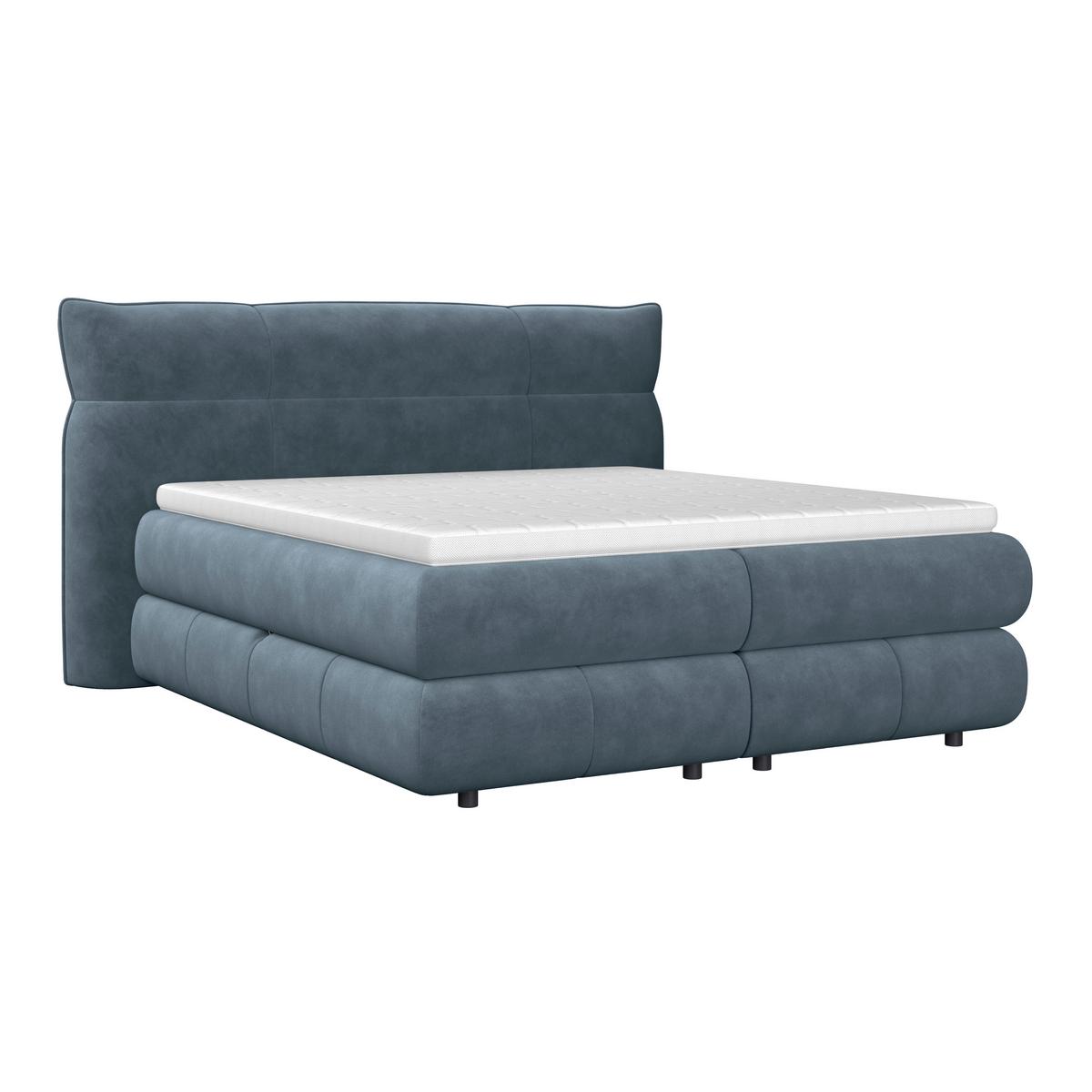 Boxspringbett Carmelo Blaugrün 180x200 cm - Schwarz/Grün, Trend, Textil (180/200cm)