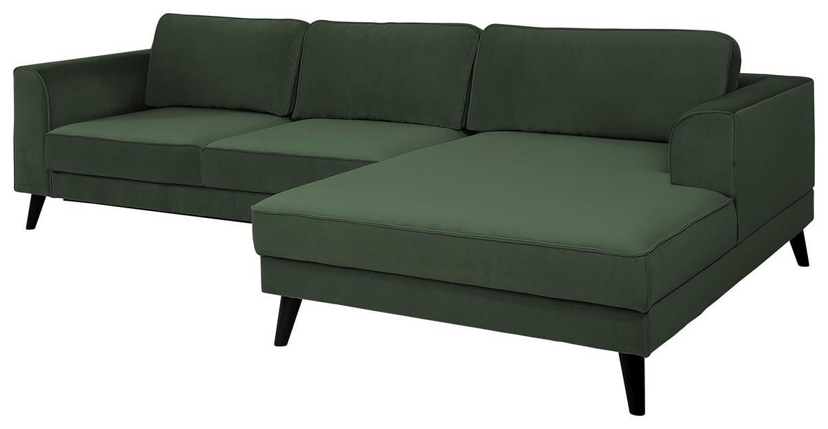 Ecksofa Lumber Jack Dunkelgrün Velours 308x167cm - Wengefarben/Dunkelgrün, MODERN, Textil (308/167cm) - Trendmanufaktur