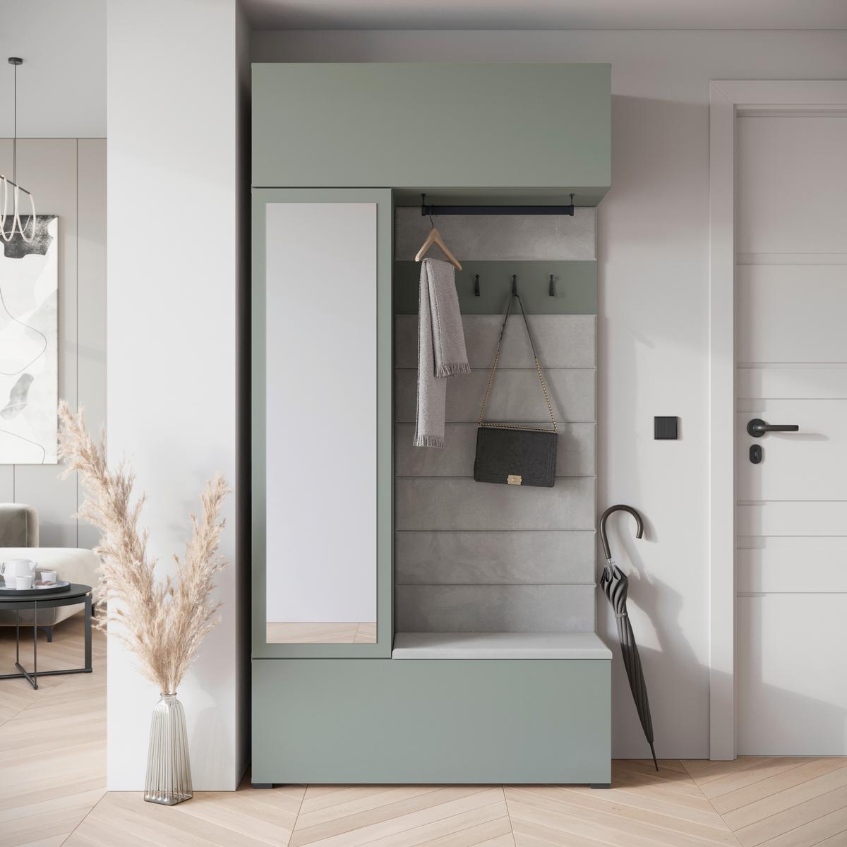 ŠATNA GARDEROBE TEJO - šedozelená, Design, kompozitní dřevo (115/231,9/37,5cm) - Livetastic