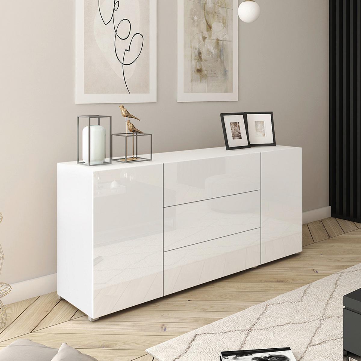 Sideboard Berlin 150 Weiß B: 150 Cm - Weiß Hochglanz/Weiß, Design, Holzwerkstoff (150/68/38,5cm) - P & B