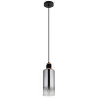HÄNGELEUCHTE Exkl. 1xE27 40W - Klar/Schwarz, Design, Glas/Holz (12/150cm) - Globo