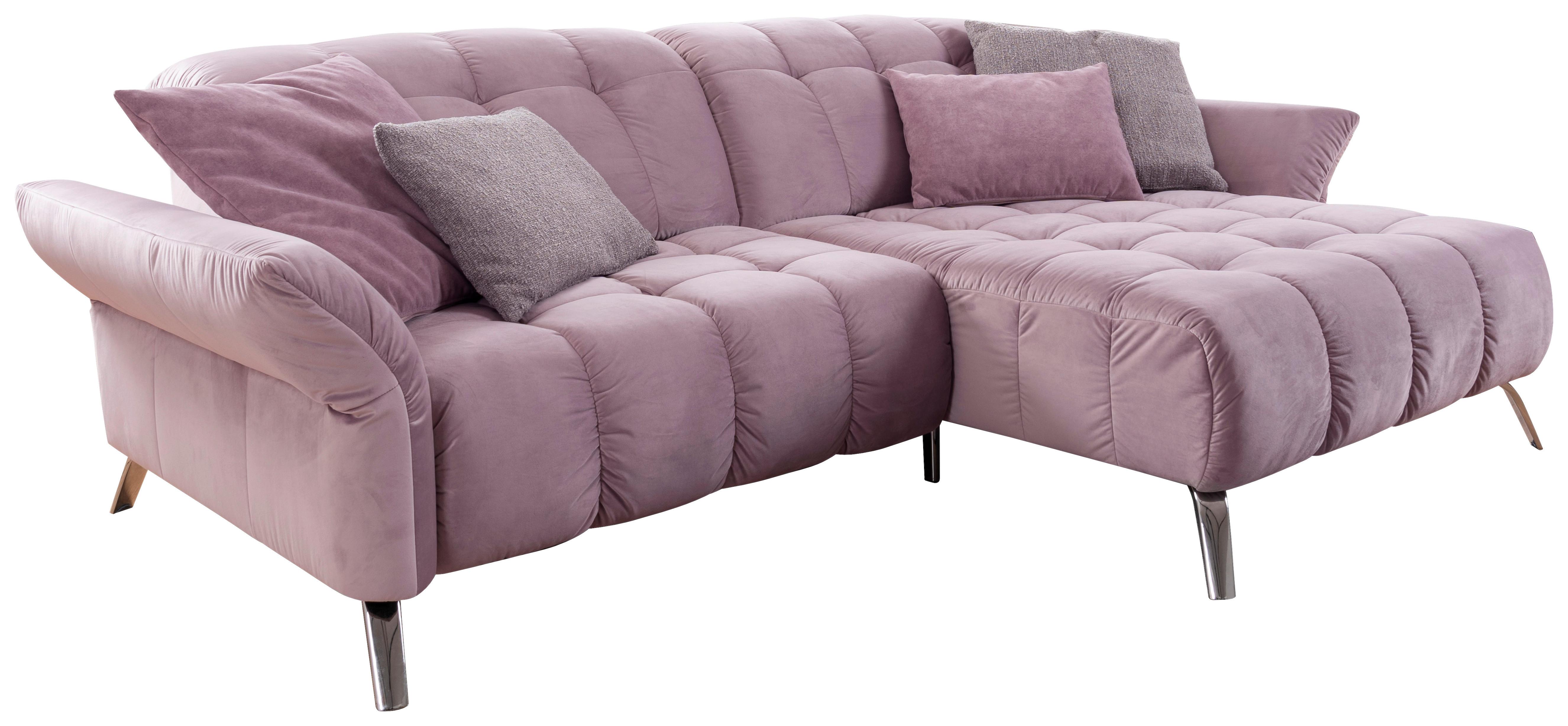 Ecksofa Coast Flieder Samt - Flieder/Schwarz, MODERN, Holzwerkstoff/Textil (244/173cm)