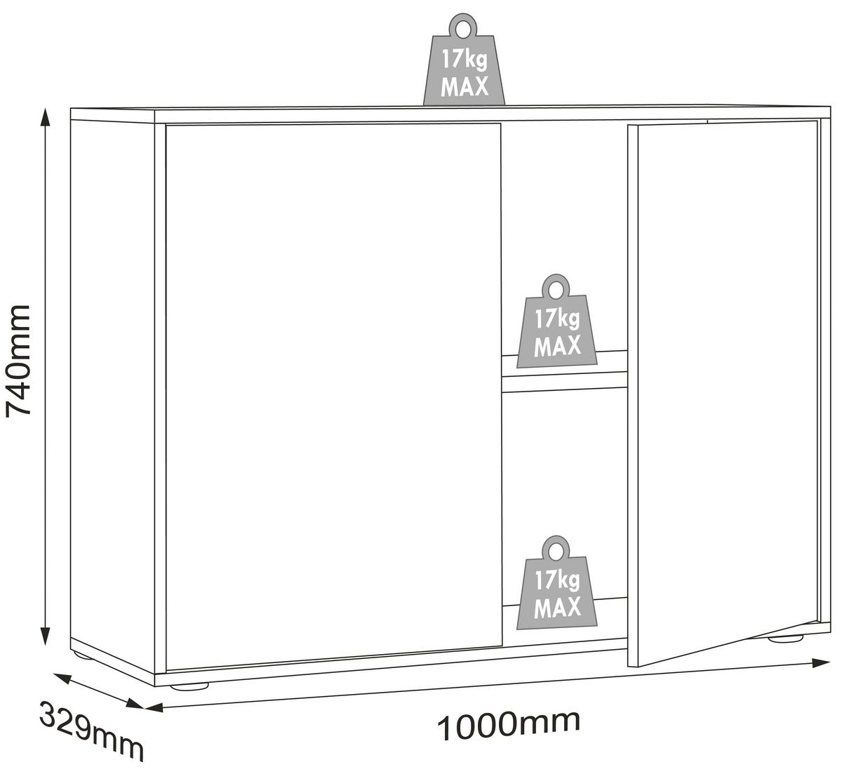 Aktenschrank Salia Anthrazit, Honigeiche B:100 Cm - Honigeiche/Anthrazit, Design, Holzwerkstoff (100/74/33cm) - MID.YOU