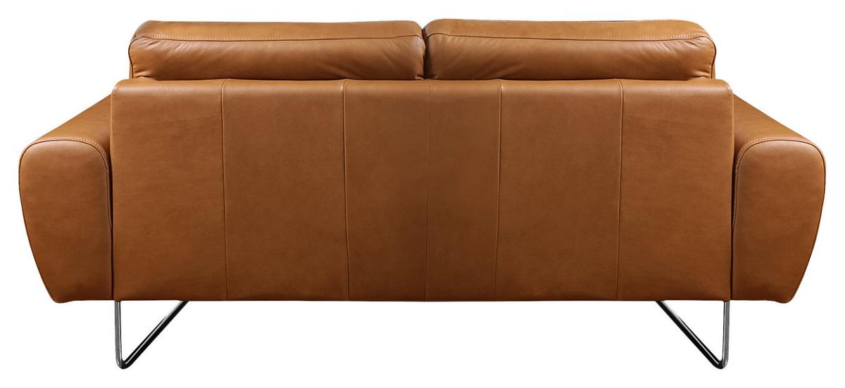 Ecksofa Spring Cognac Chrom B: 177 cm - Chromfarben/Cognac, Design, Leder (177/85/92cm) - Livetastic