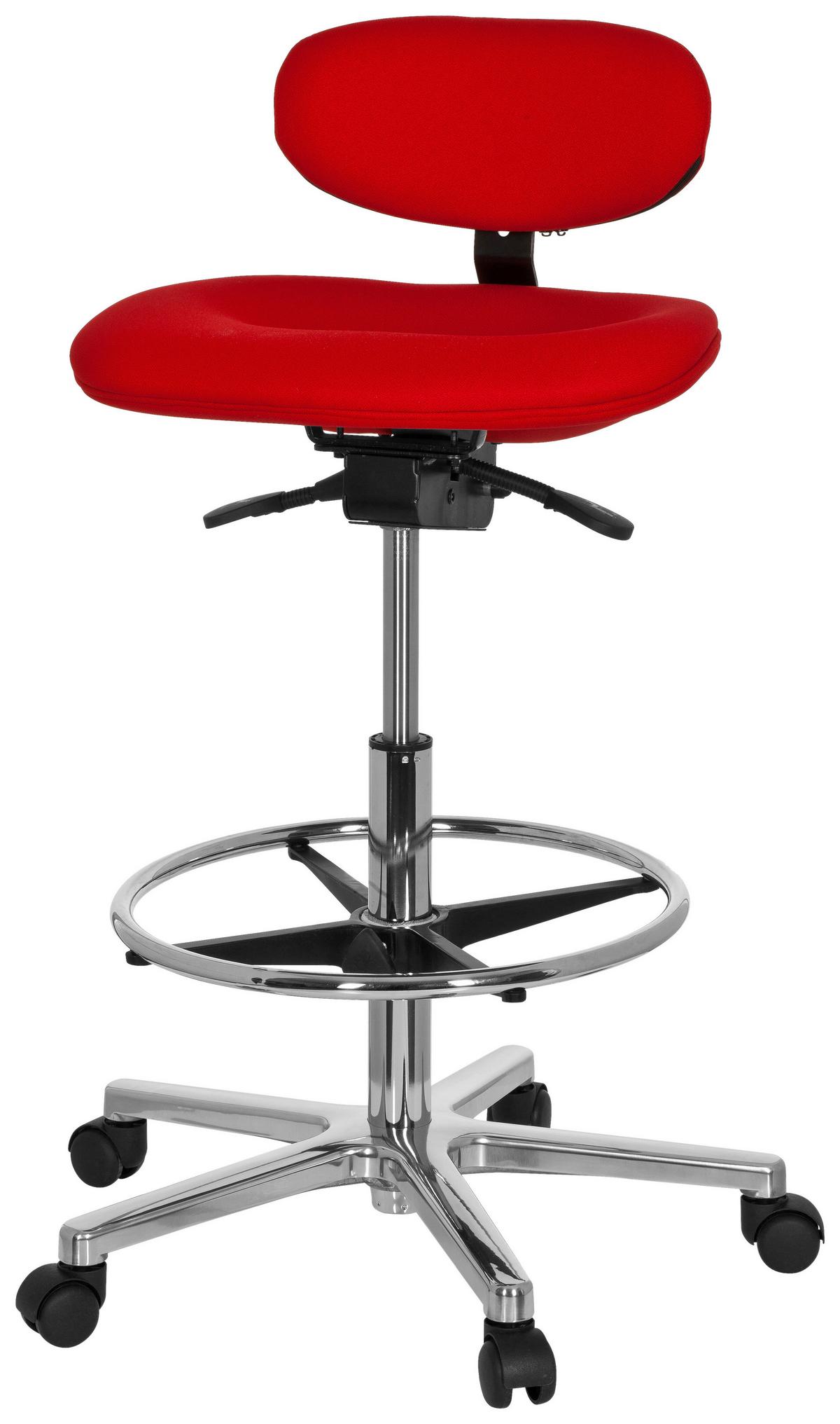 Bürohocker Work Mf Rot Bis 100 Kg - Silberfarben/Rot, Basics, Kunststoff/Textil (50/106/40cm) - MID.YOU