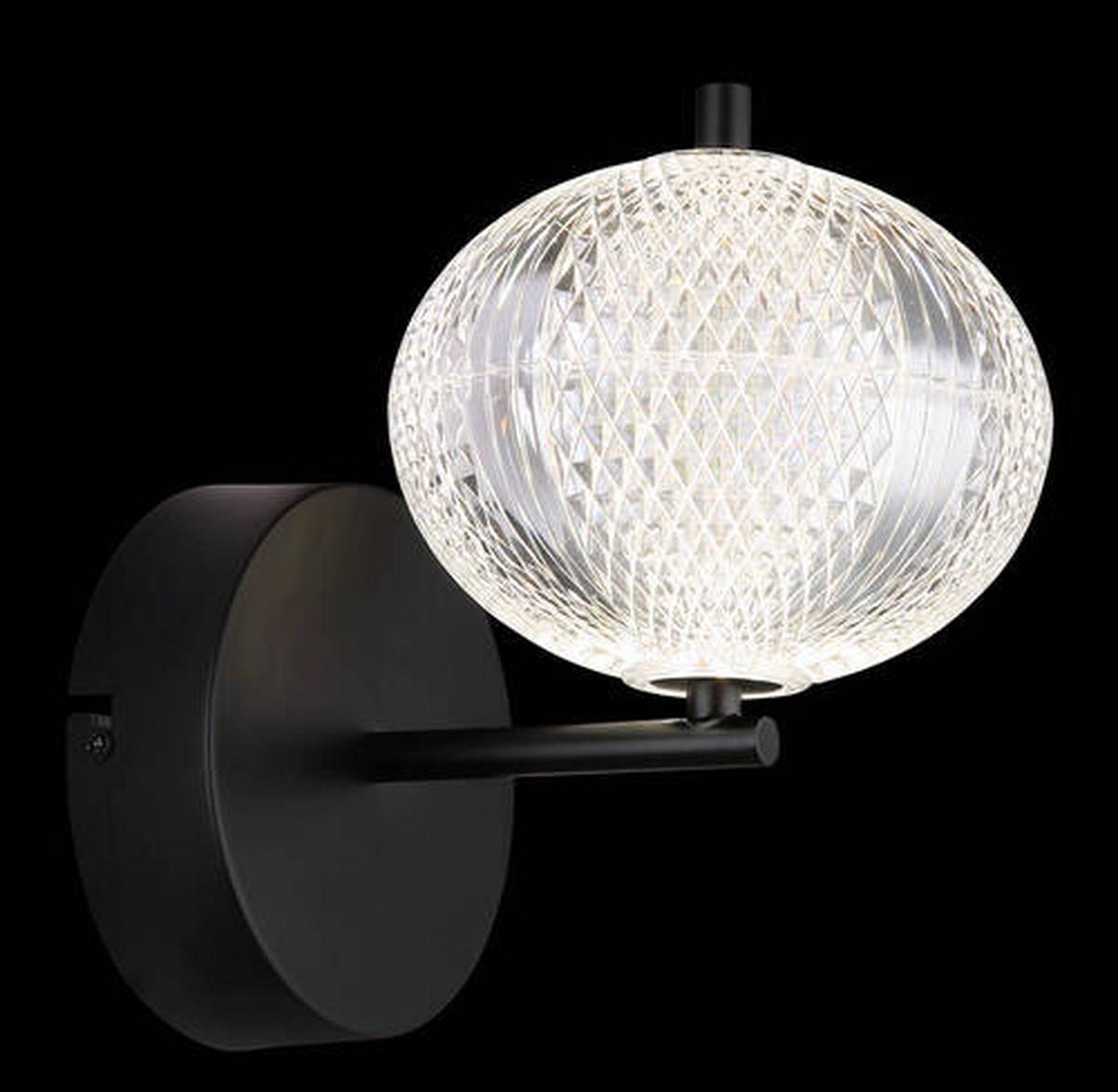 LED-Wandleuchte 16042w - Klar/Schwarz, KONVENTIONELL, Kunststoff/Metall (15/20,5/21,5cm) - Globo