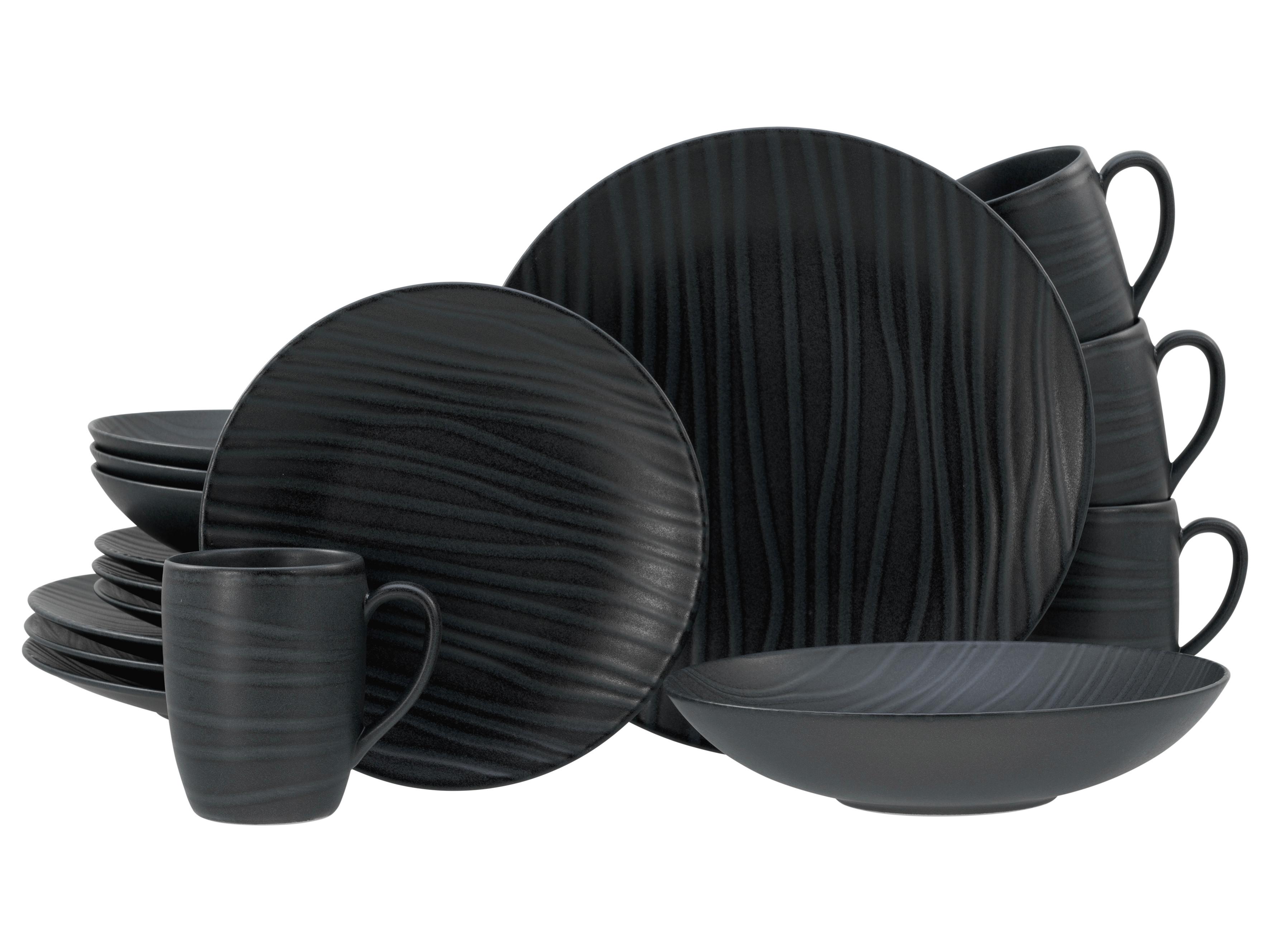 Kombiservice Waves Anthrazit 16--Teilig - Anthrazit, Basics, Keramik - Creatable