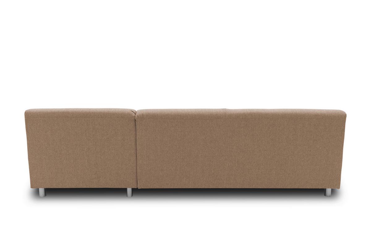 Ecksofa Mit Schlaffunktion Jamie Beige Webstoff - Chromfarben/Beige, KONVENTIONELL, Textil (252/150cm) - MID.YOU