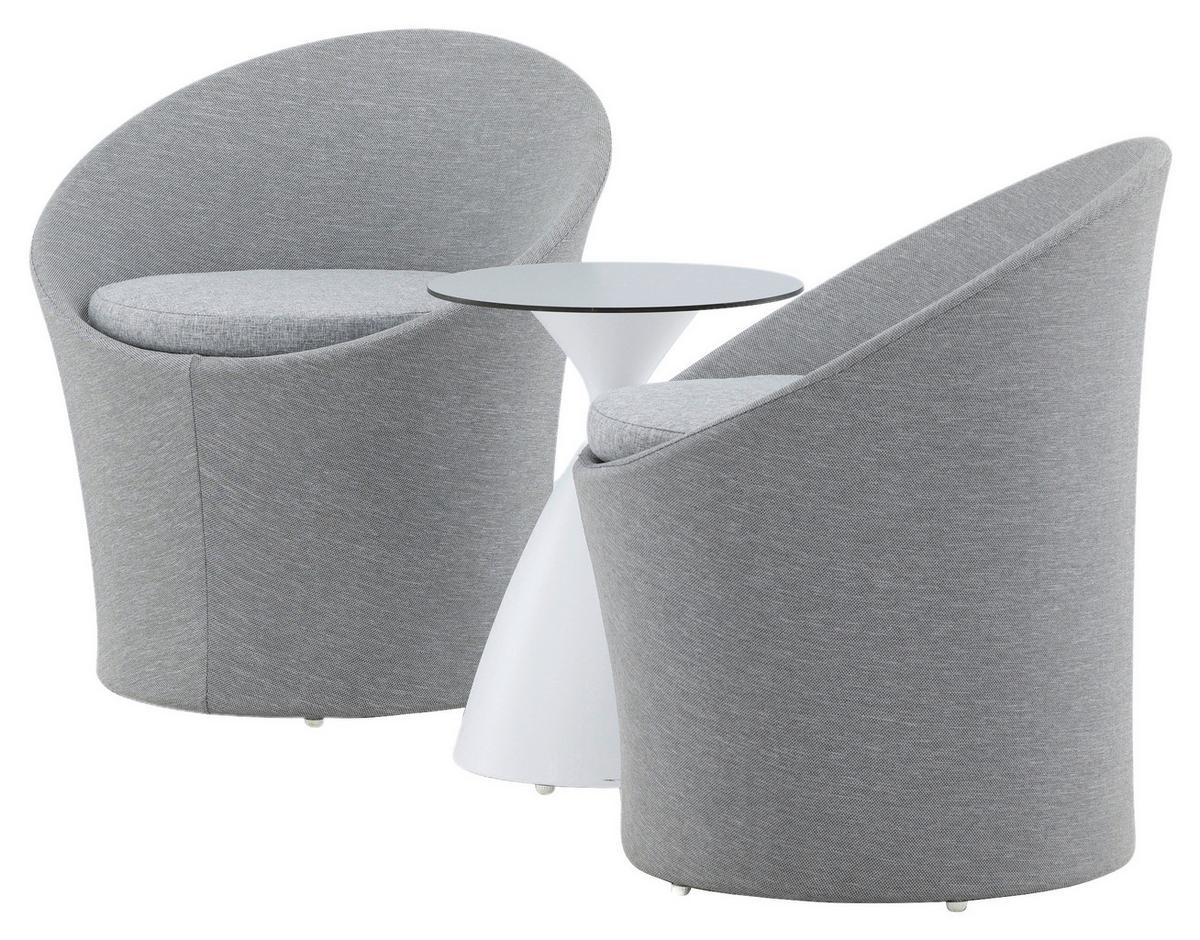 Gartenset Spoga - Weiß/Grau, KONVENTIONELL, Textil/Metall - Gardenson