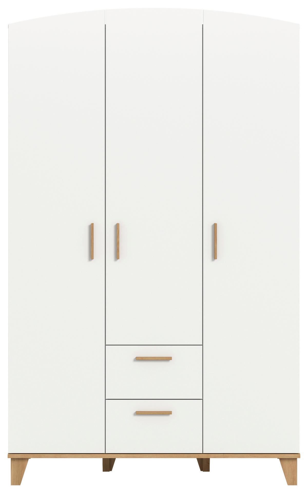 Drehtürenschrank Stella Eiche Dekor/Weiß B: 122cm - Weiß/Eiche Artisan, ROMANTIK / LANDHAUS, Holzwerkstoff (122/198/51cm) - Livetastic
