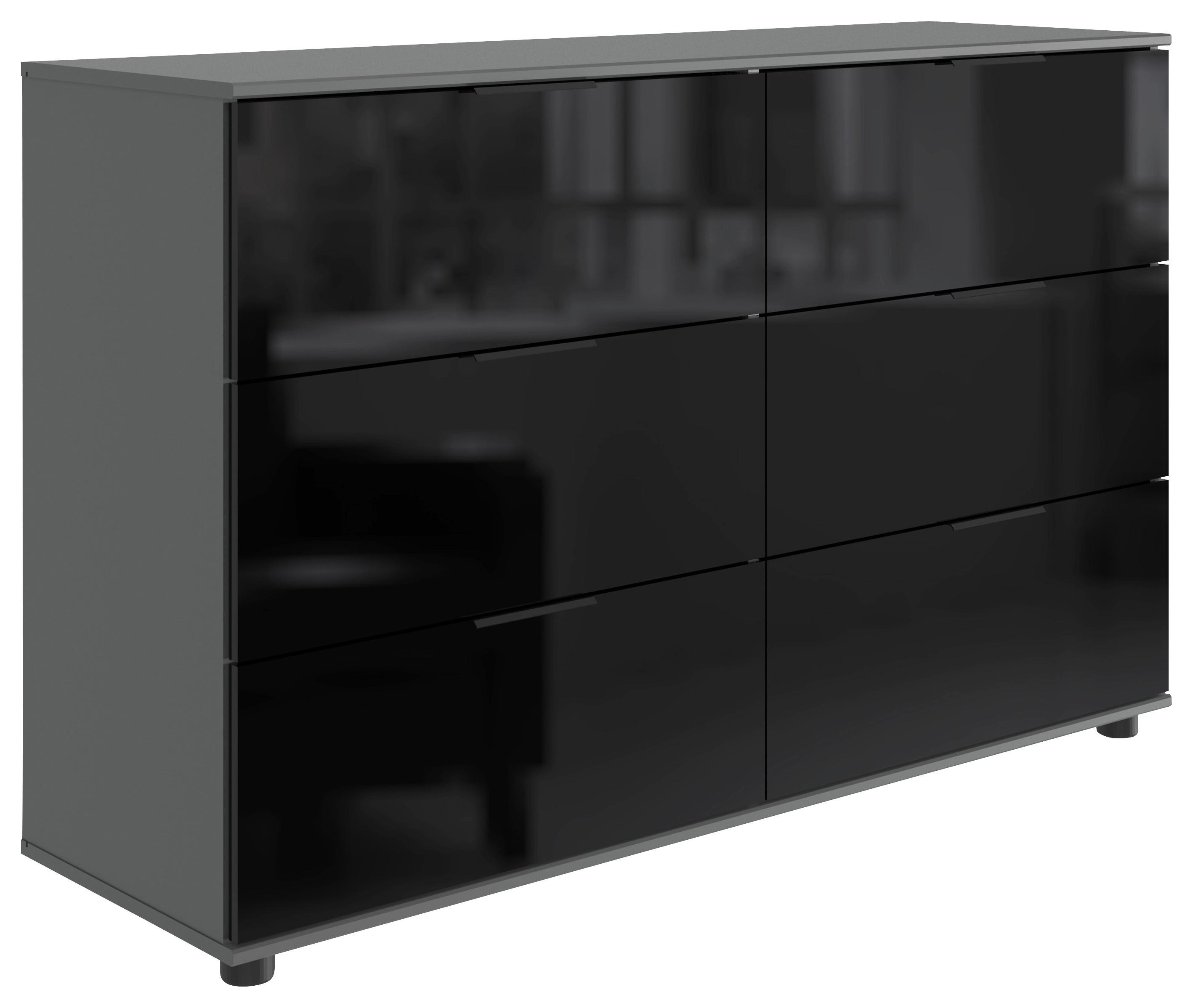 Komód Barcelona 130/80cm - grafitszürke/fekete, Basics, faalapú anyag/üveg (130/83/41cm) - Livetastic