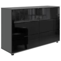 Komód Barcelona 130/80cm - grafitszürke/fekete, Basics, faalapú anyag/üveg (130/83/41cm) - Livetastic