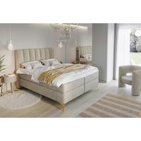 Boxbett Lexi beige, inkl. Topper 180x200 - Beige/Goldfarben, Basics, Textil (180/200cm) - Livetastic