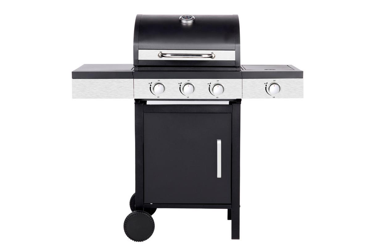 Gasgrill Micha 1 Sideburner, mit Rädern - Silberfarben/Schwarz, Trend, Kunststoff/Metall (110/53/110cm) - Homezone