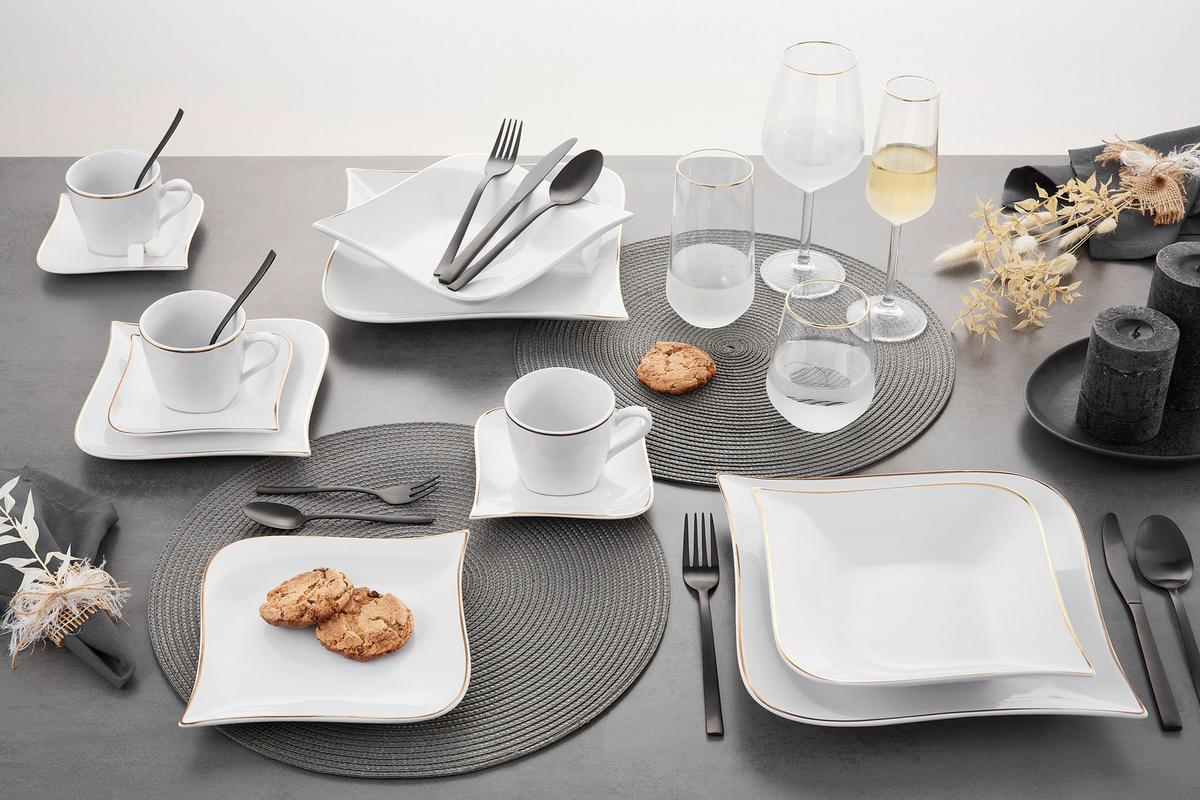 Kombinovaný servis Goldline, 20-dielny - biela/zlatá, Konventionell, keramika - Premium Living