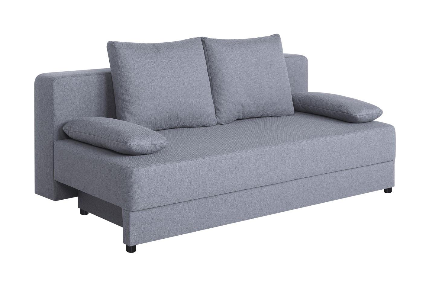 Pohovka LIA, světle šedá, s lůžkem a úložným prostorem - černá/světle šedá, Basics, kompozitní dřevo/textil (200/90/103cm)