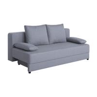 Pohovka LIA, svetlosivá, s lôžkom a úložným priestorom - čierna/svetlosivá, Basics, kompozitné drevo/textil (200/90/103cm)