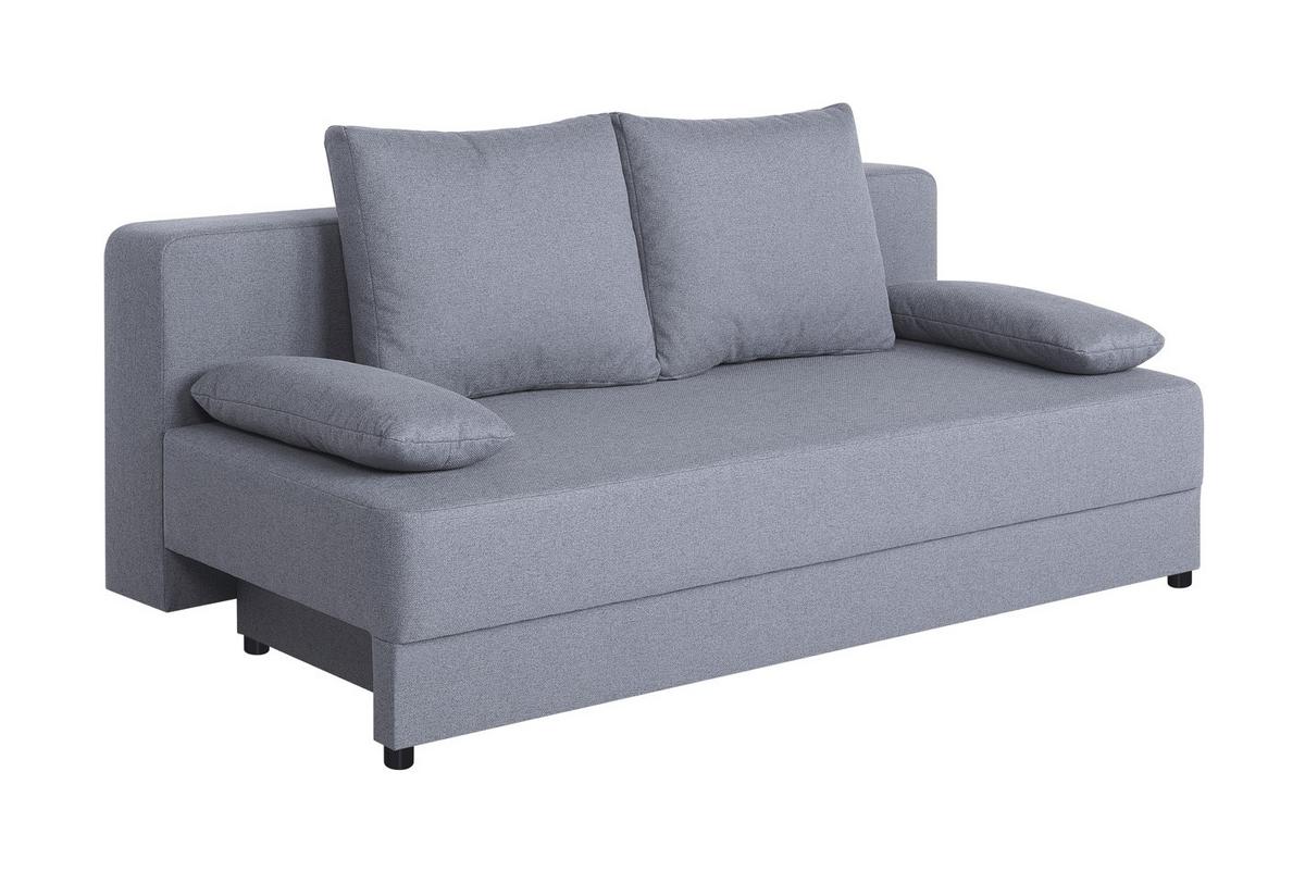 Pohovka LIA, svetlosivá, s lôžkom a úložným priestorom - čierna/svetlosivá, Basics, kompozitné drevo/textil (200/90/103cm)