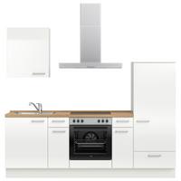 Kuchyňská linka 240 cm, alpská bílá vysoký lesk - barvy dubu/vysoce lesklá bílá, Moderní, kov/kompozitní dřevo (240cm) - Nobilia