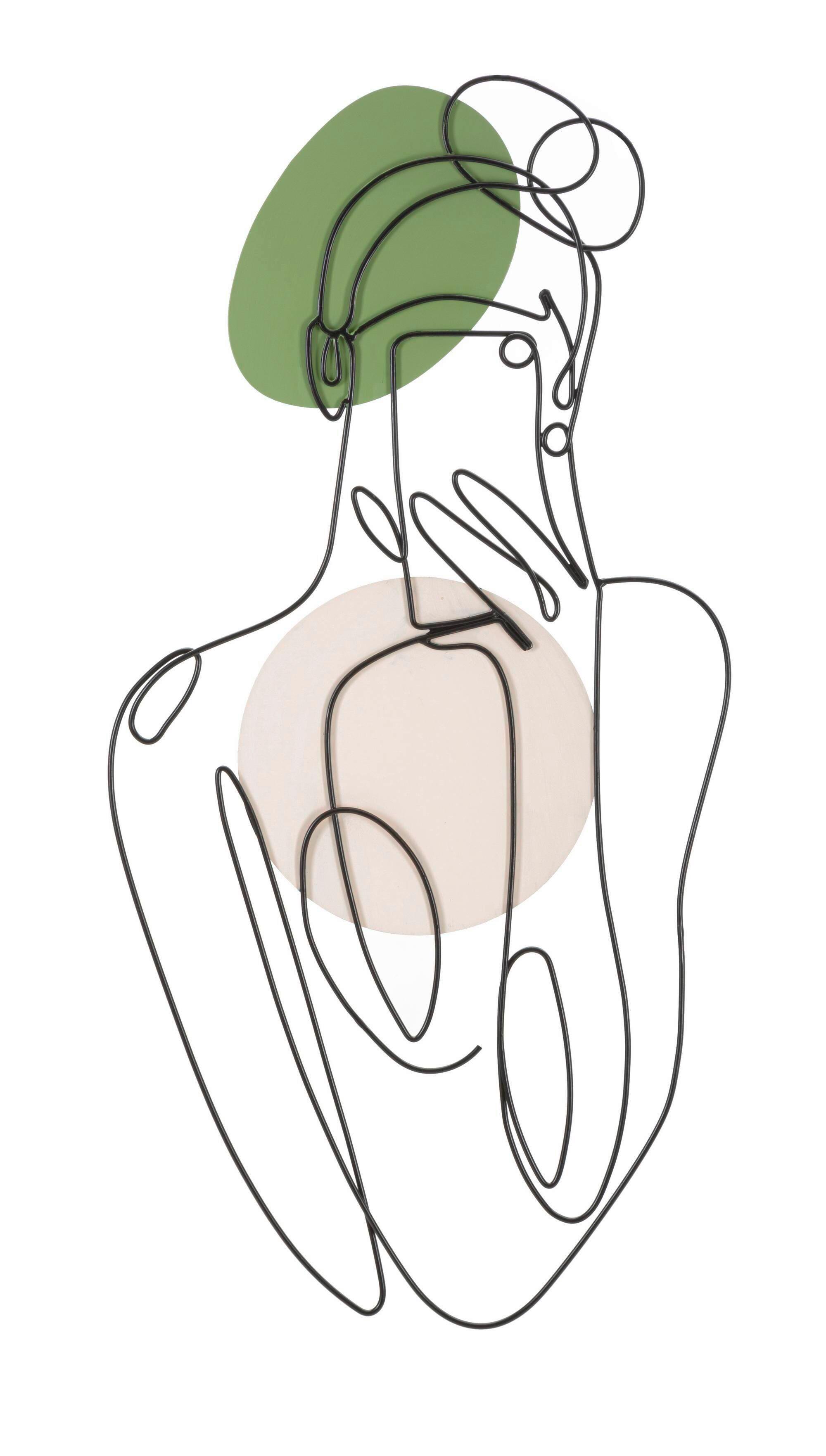 Wanddeko Lady Color Creme, Grün, Schwarz B: 40 cm - Creme/Schwarz, Basics, Metall (40/80/1.3cm)