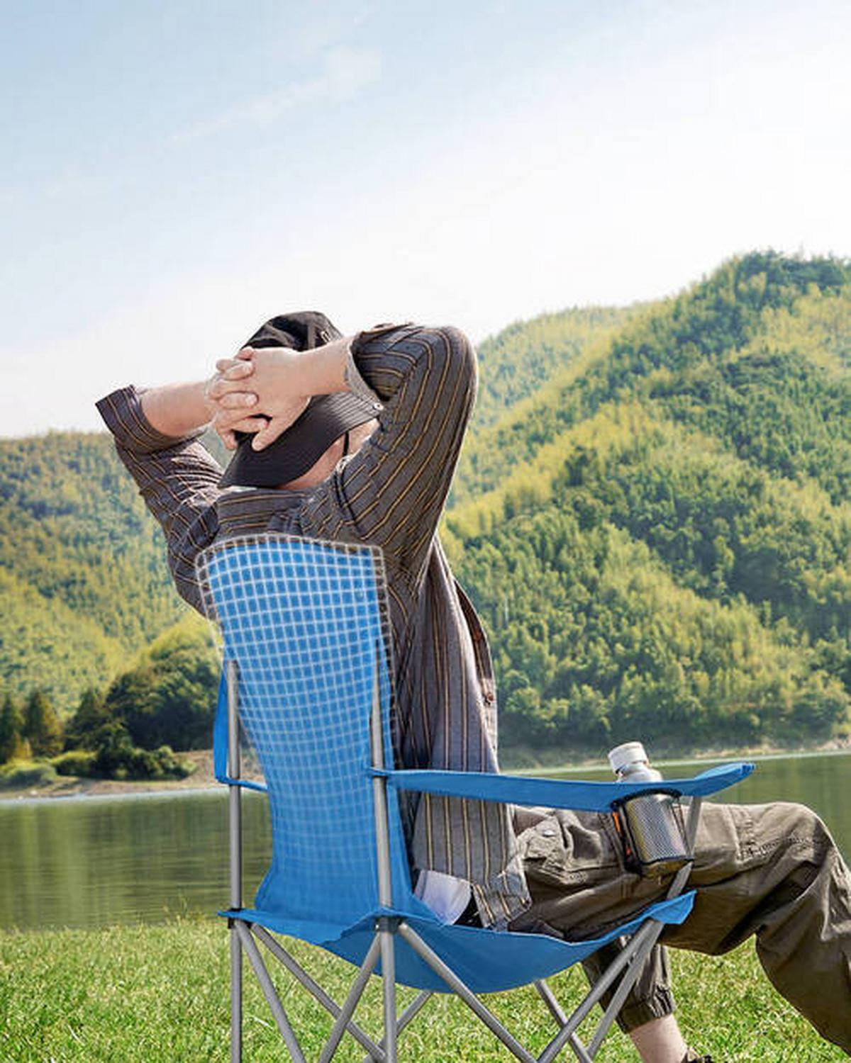 Campingsessel 2-tlg. Set, Inkl. Tragetasche, B: 86 Cm - Blau/Silberfarben, Basics, Textil/Metall (86/97/54cm) - Modante