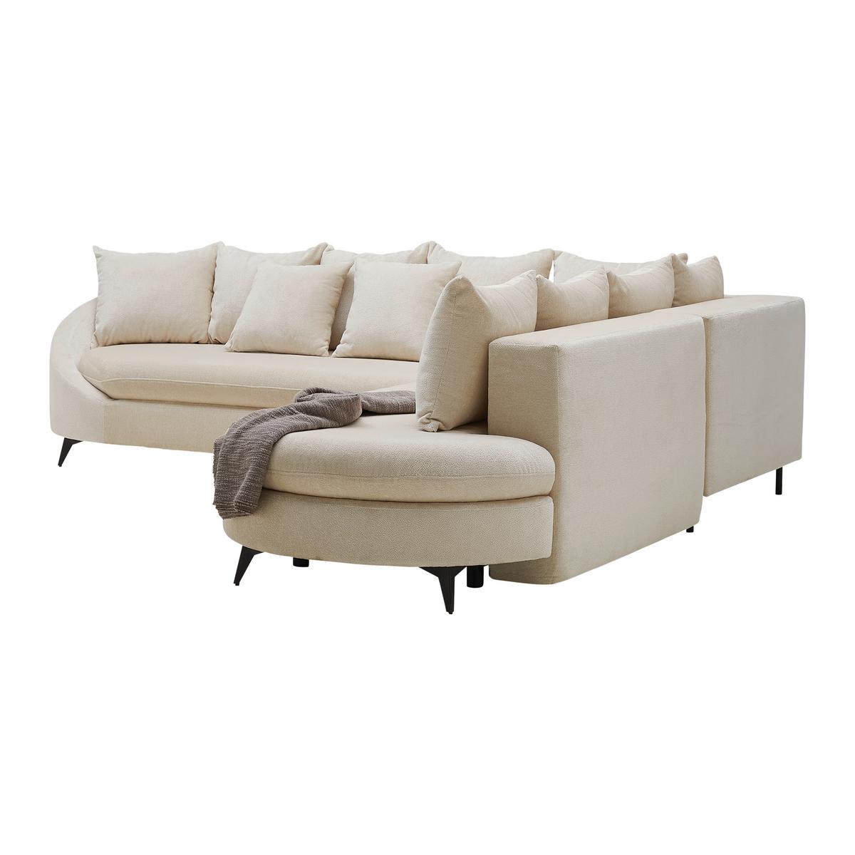Rohová sedačka AXEL, pravá, krémová žinylka - černá/krémová, Moderní, kov/textil (291/250cm) - Mömax