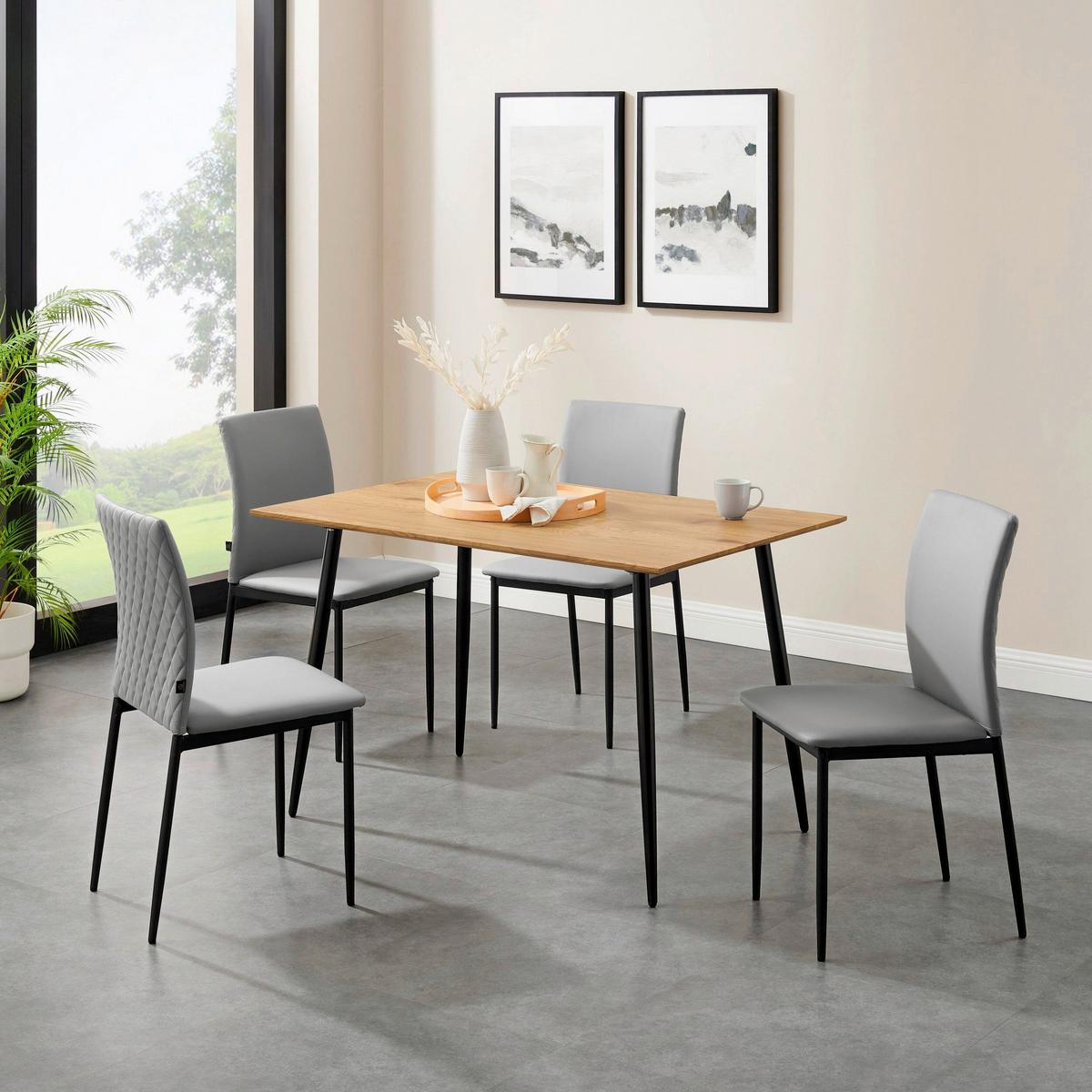 Stuhl-Set Pavia Hellgrau B: 44cm 4--Teilig - Hellgrau/Schwarz, Design, Textil/Metall (44/88/51cm) - MID.YOU