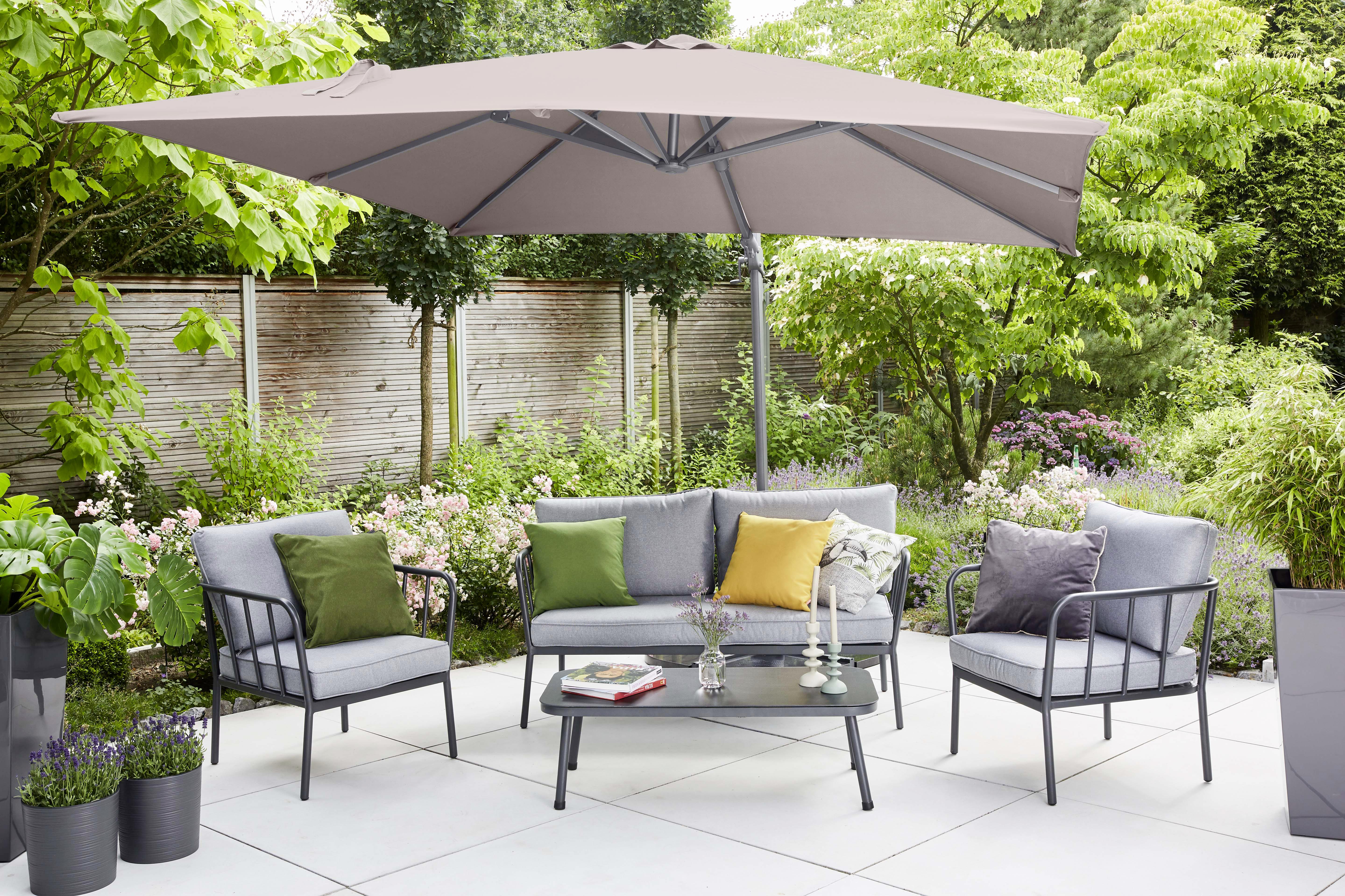 Ampelschirm California N+ B: 300 H: 263 Cm Anthrazit/taupe - Taupe/Anthrazit, KONVENTIONELL, Textil/Metall (300/300cm) - Siena Garden