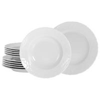 Tafelservice Rokoko Weiss Prozellan, 6 Pers., 12-teilig - Weiß, Basics, Keramik - Creatable