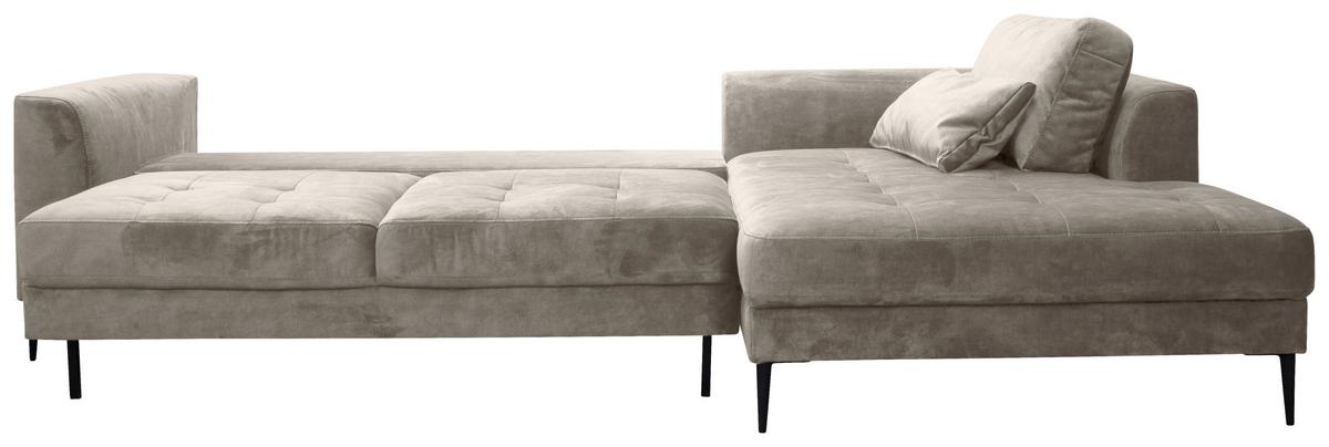 Eckschlafsofa Luzi - Hellgrau/Schwarz, MODERN, Textil (280/168cm) - Trendmanufaktur