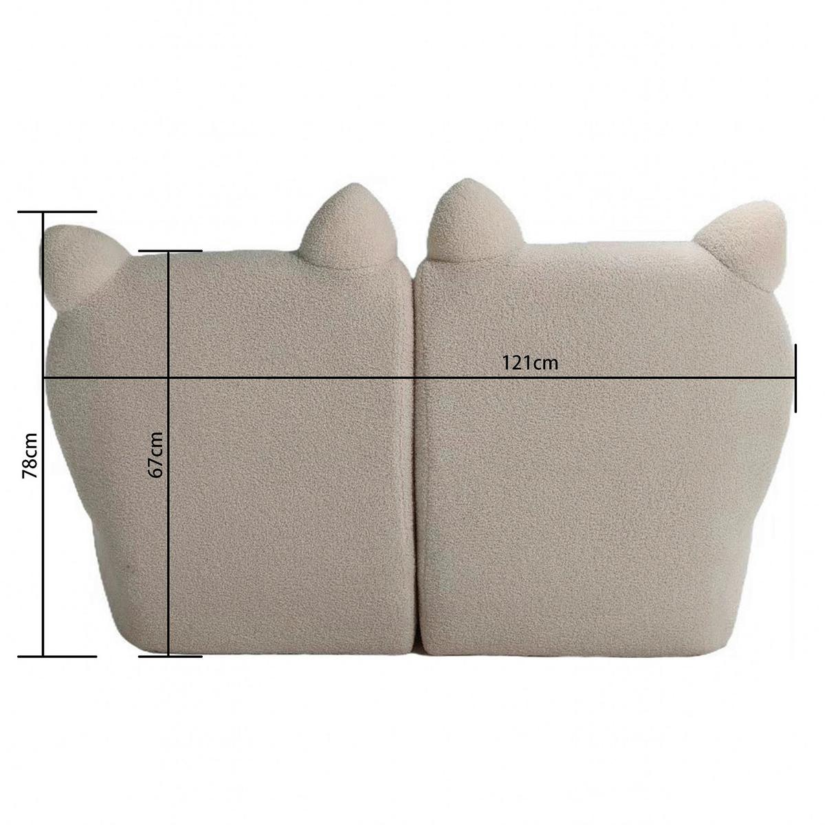 Pohovka KITTI, bílá tkanina TEDDY - bílá, Romantický / Rustikální, dřevo/textil (121/42/78cm) - Premium Living