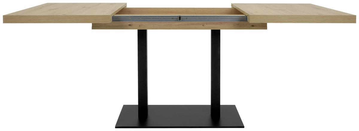 Esstisch ausziehbar Quadrato LxB: 120x80 cm Eiche Dekor - Schwarz/Eiche Artisan, KONVENTIONELL, Holzwerkstoff/Metall (120/80/74cm) - MID.YOU